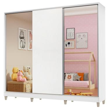 Imagem de Guarda Roupa Infantil 100% Mdf Madesa Com Espelhos Branco