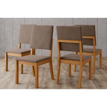 Imagem de Kit 4 Cadeiras De Cozinha Milla Nature-suede Marrom Amendoa - Henn