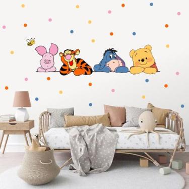 Imagem de Adesivo de Parede Ursinho Pooh Tigrão Cabeceira Bolinhas Poá Decoração