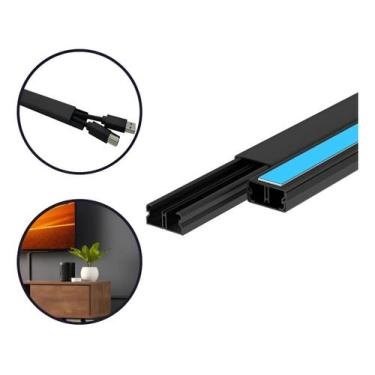 Imagem de Kit 25 canaletas de PVC com fita dupla face 1 metro x 20x10mm Organiza