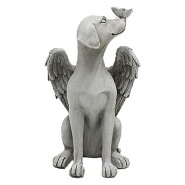 Imagem de Yinhing Angel Dog Memorial Stone, Cão que Passa Presentes Com Material de Resina Sintética, Escultura à Mão Vivid Requintada Estátua de Cão Anjo para Jardim Ao Ar Livre