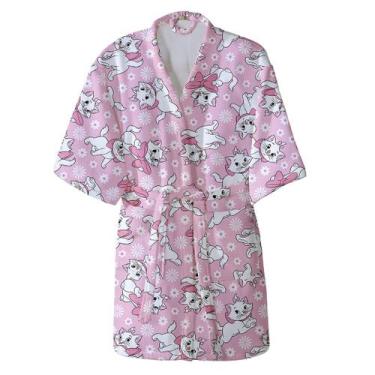 Imagem de Roupão Infantil Döhler Marie Kids Aveludado Rosa, M, Rosa