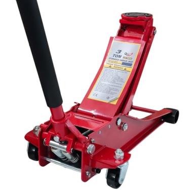 Imagem de Macaco de chão 3 toneladas (2,993.7 kg), Gato Para Levantar Carros, Macaco Hidráulico Resistente, Macaco Baixo Perfil com Bomba de Elevação Rápida de Pistões Duplos, Alcance de Elevação de 3-1/20.3 cm