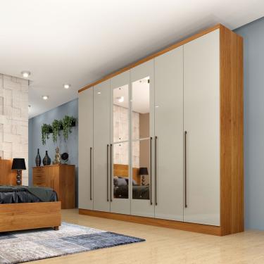 Imagem de Guarda Roupa Sevilla Casal 6 Portas Com Espelho Tcil Cor:cinamomo-off