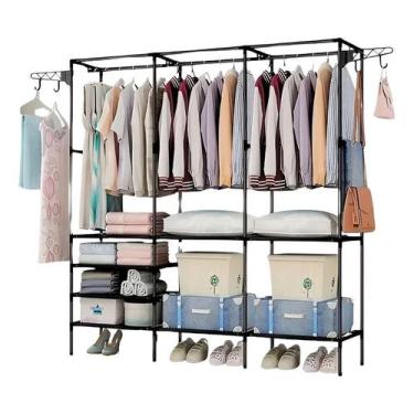 Imagem de Arara Cabideiro De Roupas Com Sapateira Aberto Três Colunas - 2W