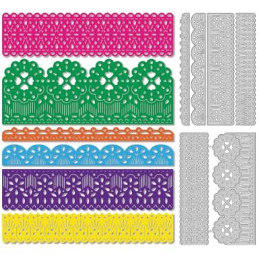 Imagem de DELORIGIN Matrizes de corte de borda de renda para fazer cartões, estêncil, aço carbono, corte, cartão, scrapbook, molde de gravação em relevo, para cartões, papel, artesanato, álbum, convites