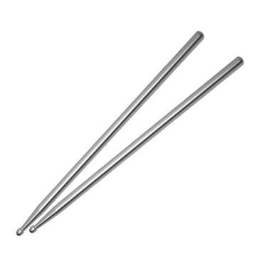 Imagem de 1 par de baquetas metálicas clássicas 5A, baquetas de bateria duráveis profissionais de liga de alumínio, acessórios de instrumento de percussão portátil prata