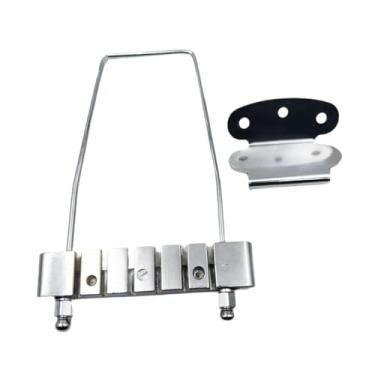 Imagem de JWQFBC Ponte Porta-cordas com Puxador, Espaçamento de Cordas de 10 Mm, Acessório Metálico para Baixo de 6 Cordas (faça Você Mesmo), Prata