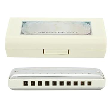 Imagem de Cocoarm Bendeis HARP 10 Buracos Gaita de Blues Harmônica Profissional Boca Orgão Aço Inoxidável ABS Resina Instrumento de Sopro para Performance Em Palco Com Design Ergonômico (Branco)