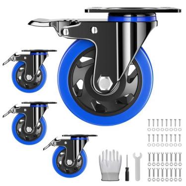 Imagem de Conjunto de 4 polegadas Caster Wheels TAYLOON Heavy Duty com freio