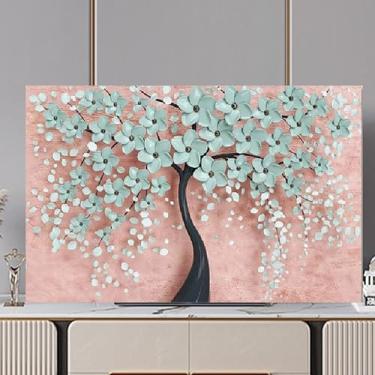 Imagem de Capa protetora de tela interna para TV com padrão de pintura de 32 a 80 polegadas para TVs de tela plana e PCs, pano universal à prova de poeira com bordas elásticas-flor||37-39 polegadas