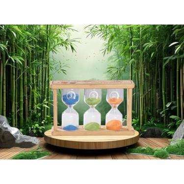 Imagem de Temporizador de areia perfeito 3 em 1, inclui temporizadores de ampulheta de areia de 15, 20 e 30 minutos, temporizador criativo de vidro de areia de bambu para jogos, sala de aula, escritório em casa