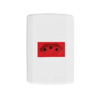 Imagem de Tomada Vermelha P 220v 2P-T 20A 250V Modular Embutir Pluzie