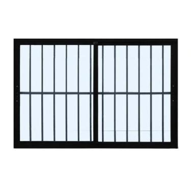 Imagem de Janela 2 Folhas com grade Alumínio Branco ou Preto Linha 25 Suprema - 