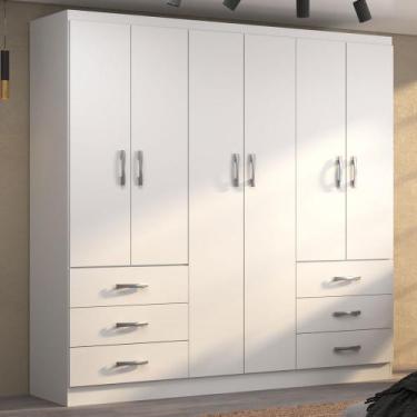 Imagem de Guarda-Roupa Casal New Encante 6 Portas 6 Gavetas Branco - Evidencia M