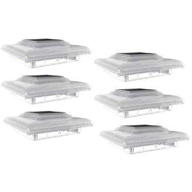 Imagem de T-SUN Luzes de poste ao ar livre, luzes pretas à prova d'água alimentadas por energia solar para cerca de deck