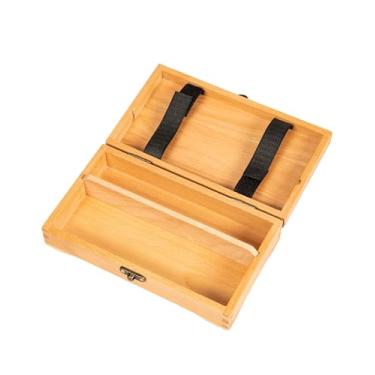 Imagem de DJAR Caixa de suprimentos para artistas com fechos de trava, pequena caixa de ferramentas de arte de madeira para suprimentos de artistas, pincéis, lápis, borrachas, organizador de armazenamento de