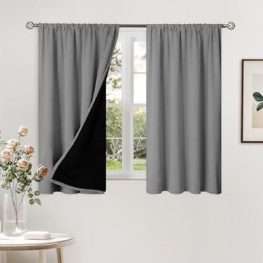 Imagem de BGment Cortinas blackout 100% para quarto de 113 cm de comprimento, 2 painéis, cortinas de escurecimento de ambiente com isolamento térmico, bolso de haste, à prova de som, cortinas de janela para