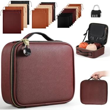 Imagem de Eccliy Organizador de bolsa de armazenamento de brinquedos para adultos com 20 sacos de cordão de tamanhos diferentes, caixas de armazenamento de brinquedos para mulheres e homens (marrom escuro, 26 x