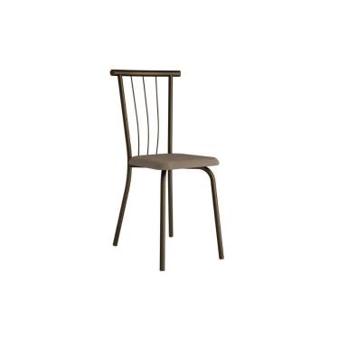 Imagem de Cadeira Sala de Jantar 154 Aço Kit 2 Uni Ouro Velho - Assento Camur?a Conhaque - Carraro