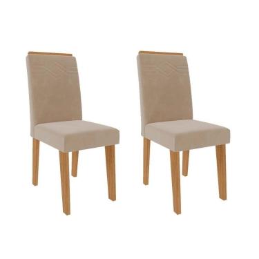 Imagem de Cadeira Sala de Jantar Taís Kit 2 Un Savana/Nature-Suede Nude Bege - Cimol