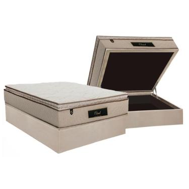 Imagem de Cama Box Baú Casal: Colchão Molas Ensacadas Luckspuma Cloud + Base Crc Suede Clean (138x188)
