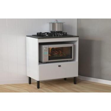 Imagem de Balcão De Cozinha P- Cooktop C- Tampo Bl3315 C- 1 Porta E 1 Nicho 75cm Branco-marmore Lunar - Tecno Mobili