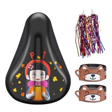 Imagem de Almofada de assento de bicicleta infantil, capa de assento de bicicleta infantil, almofada supermacia e confortável, espuma viscoelástica respirável, design antiderrapante, fácil de instalar, ajuste