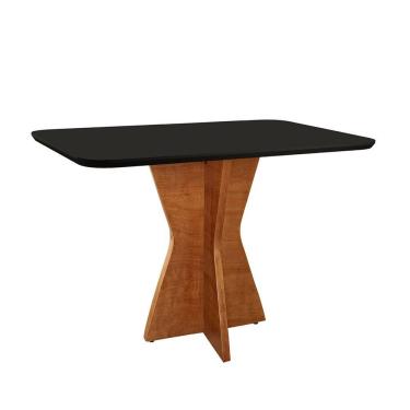 Imagem de Mesa De Jantar Madri 140x80cm Tampo Retângular Vidro Móveis Minas Cor Preto