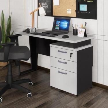 Imagem de Escrivaninha 120cm Com 3 Gavetas Flex Multimóveis Cr25320 Cinza Preto