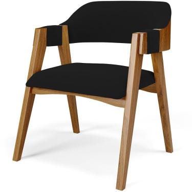 Imagem de Cadeira Para Sala De Jantar E Estar Living Estofada Suran L02 Suede Preto - Lyam