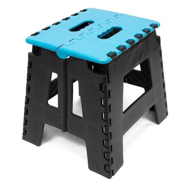 Imagem de Banco Dobrável Para Camping Multiuso Até 100kg Banqueta Plástico Azul