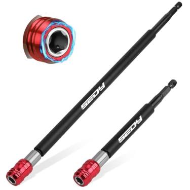 Imagem de Conjunto de suporte de chave de fenda magnética: Adaptador de extensão de liberação rápida de haste hexagonal de 2 peças de 1/4 polegada | Aço CR-V durável super reto | Ajuste universal para brocas de