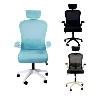 Imagem de Cadeira de Escritório Ergonômica C7 Neo Office Stability, Tela Mesh, Apoio de Cabeça 3D, Suporte Lombar, Executiva, Diretor, Gamer (Azul)