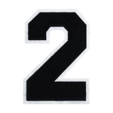 Imagem de Patch de número de chenille preto de 15 cm – aplique bordado grande universitário para jaquetas, camisas, moletons com capuz, bolsas e jeans – decoração de roupas DIY, uniforme de equipe e presente (1