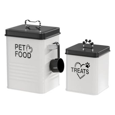 Imagem de ShengQuanHao Conjunto de Caixa para Armazenar Ração para Animais de Estimação com Alça, Acessório Versátil E Fácil de Transportar para Cães E Gatos, com Medidor.