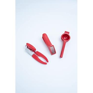 Imagem de Oikos - Kit Abridor de Latas com Espremedores de Alho e Limão 3 Peças Vermelho