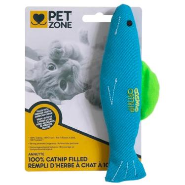 Imagem de Pet Zone Brinquedo Annette Fish Catnip | Brinquedo de pelúcia 100% preenchido com erva-dos-gatos | Estimula a brincadeira, o instinto de caça e o exercício para gatos em ambientes internos