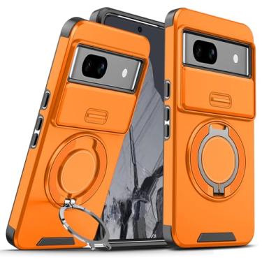 Imagem de Anlalish Capa compatível com Google Pixel 7 Pro com suporte, capas resistentes à prova de choque com capa para câmera, capa de telefone para Google Pixel 7 Pro compatível com Magsafe (laranja)