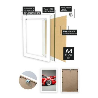 Imagem de Quadro Porsche 911 Vintage com Vidro e Moldura Branca Tam:A4 - Spark L