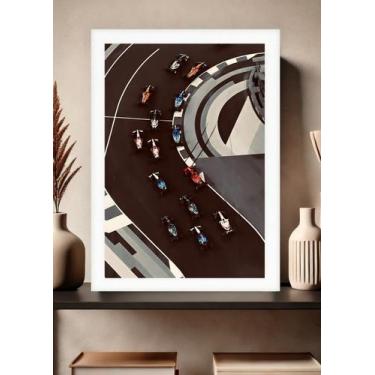 Imagem de Quadro Circuito F1 Formula com Vidro e Moldura Branca Tam:A4 - Spark L