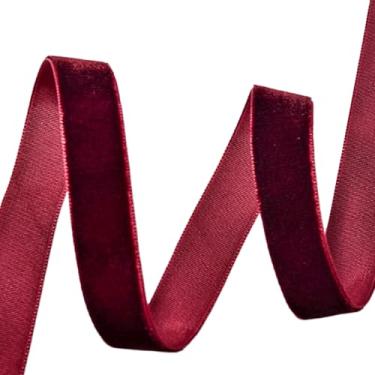 Imagem de Fita de veludo borgonha premium, 1,5 cm x 5 m, carretel de madeira, para enfeites de árvore de Natal, decoração de casamento, artesanato artesanal, decoração de guirlanda de presente