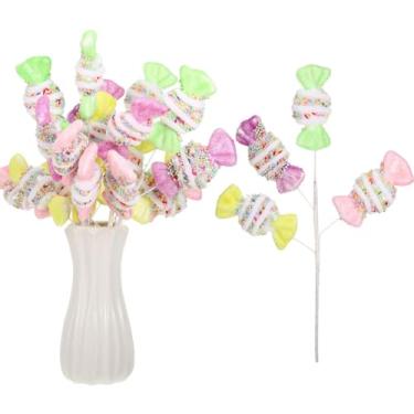 Imagem de Norme 5 palhetas de árvore de Natal pastel de 40,6 cm, palitos de doces e pirulitos para decoração de árvore de Natal, enfeites de galhos de Natal para encher vasos de guirlanda em casa (doces de bova