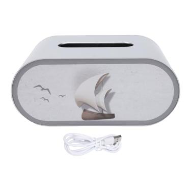 Imagem de Garosa Luz Noturna de Caixa de Tecido, Lâmpada de Pintura de 3 Cores Com Design de Padrão Exclusivo e Bateria de 1200mAh, para Penteadeira de Cabeceira de Quarto (A)