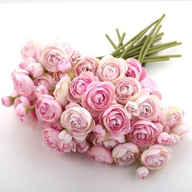 Imagem de Embewhis 24 hastes de flores artificiais de ranúnculo - buquê de ranúnculo de seda sintética 96 flores para decorações de casamento, decoração de casa, arranjos de férias e centros de mesa grandes