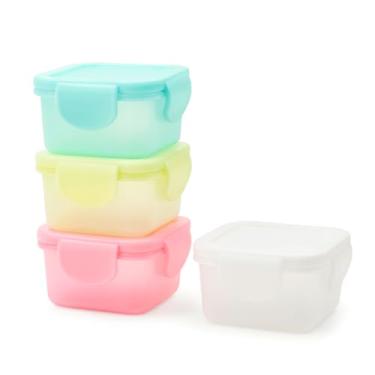 Imagem de Conjunto de 4 Potes Mini para Condimentos e Petiscos Cores Pastel Tampa Hermética Organizadores de Cozinha