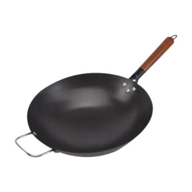 Imagem de Ioensy Frigideira Wok de Ferro Sem Revestimento Prática Panela de Cozinha Panela Wok Omelete Chinesa Frigideira Antiaderente Panela Wok para Uso Doméstico, S with Assist Handle