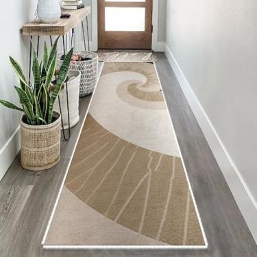 Imagem de HGTRH Tapete listrado lavável, corredor minimalista moderno para corredor, cozinha, quarto, laranja, marrom, listrado, decoração de casa, tapete longo antiderrapante A 120 x 180 cm