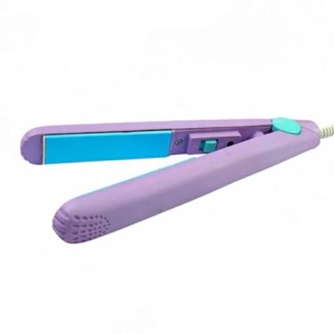 Imagem de Chapinha Mini Prancha de Cabelo Portátil de Bolsa - Bivolt Automático, Placas de Cerâmica Turmalina, Aquecimento Rápido, Compacta, Ideal para Viagem e Retoques (ROXO COM AZUL)