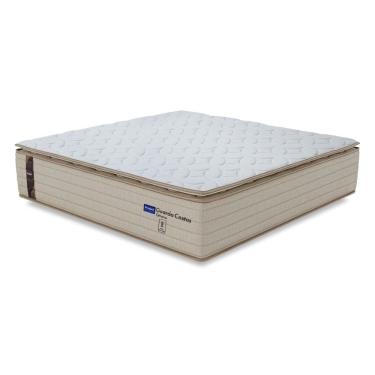 Imagem de Colchão Queen Probel Molas Ensacadas Pillow Top 158x198x30cm Guarda Costas Genova Branco/Bege